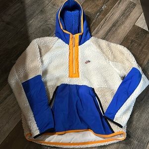 Nike unisex long sleeve shearling logo white hoodie